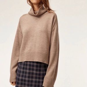 Aritzia Babaton Titus Merino Wool Turtleneck Beige Sweater Large
